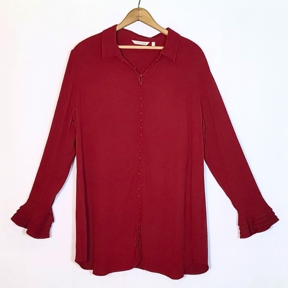 Soft Surroundings songs dark red poet button down blouse. Brand New